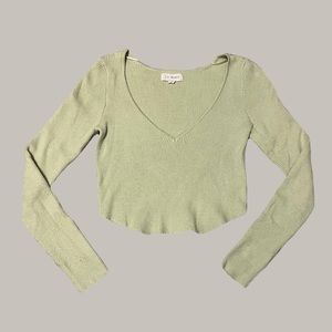 Light Green PacSun LA Hearts Long Sleeve Cropped Sweater Women's XS